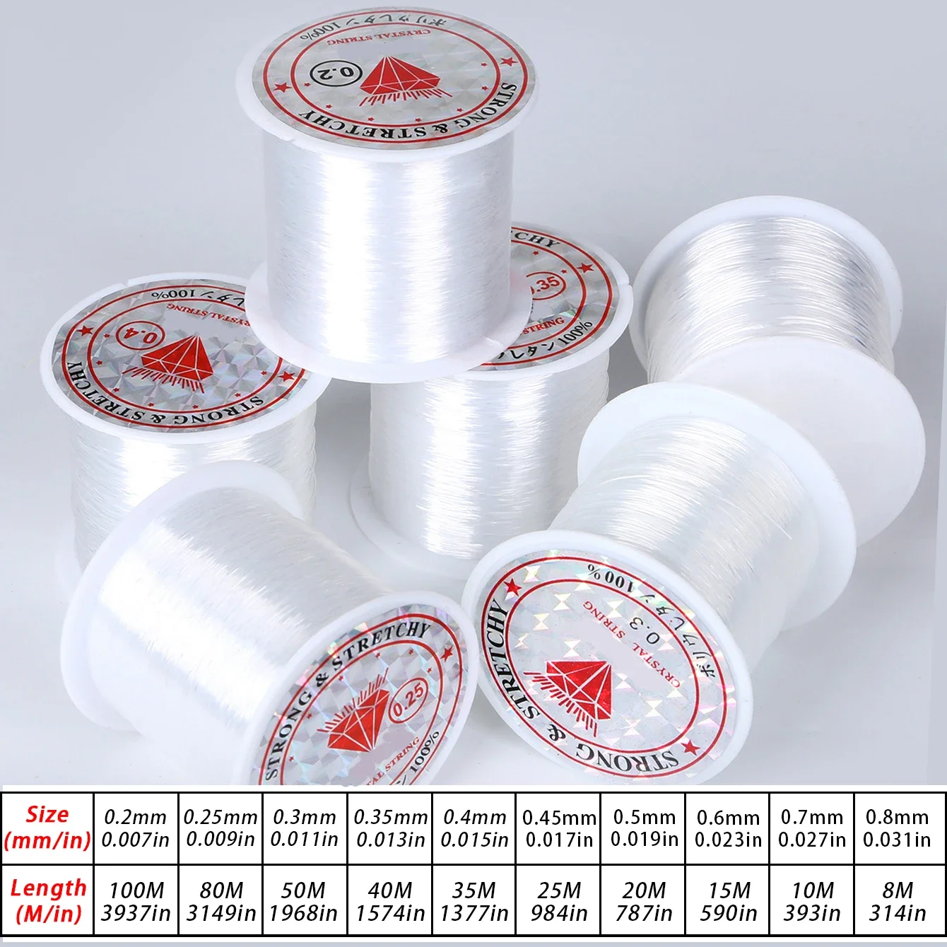 خط صيد أحادي الشعيرات من النايلون غير المرئي - قوي ومتين للحرف اليدوية وصناعة المجوهرات وأكاليل البالونات والديكور