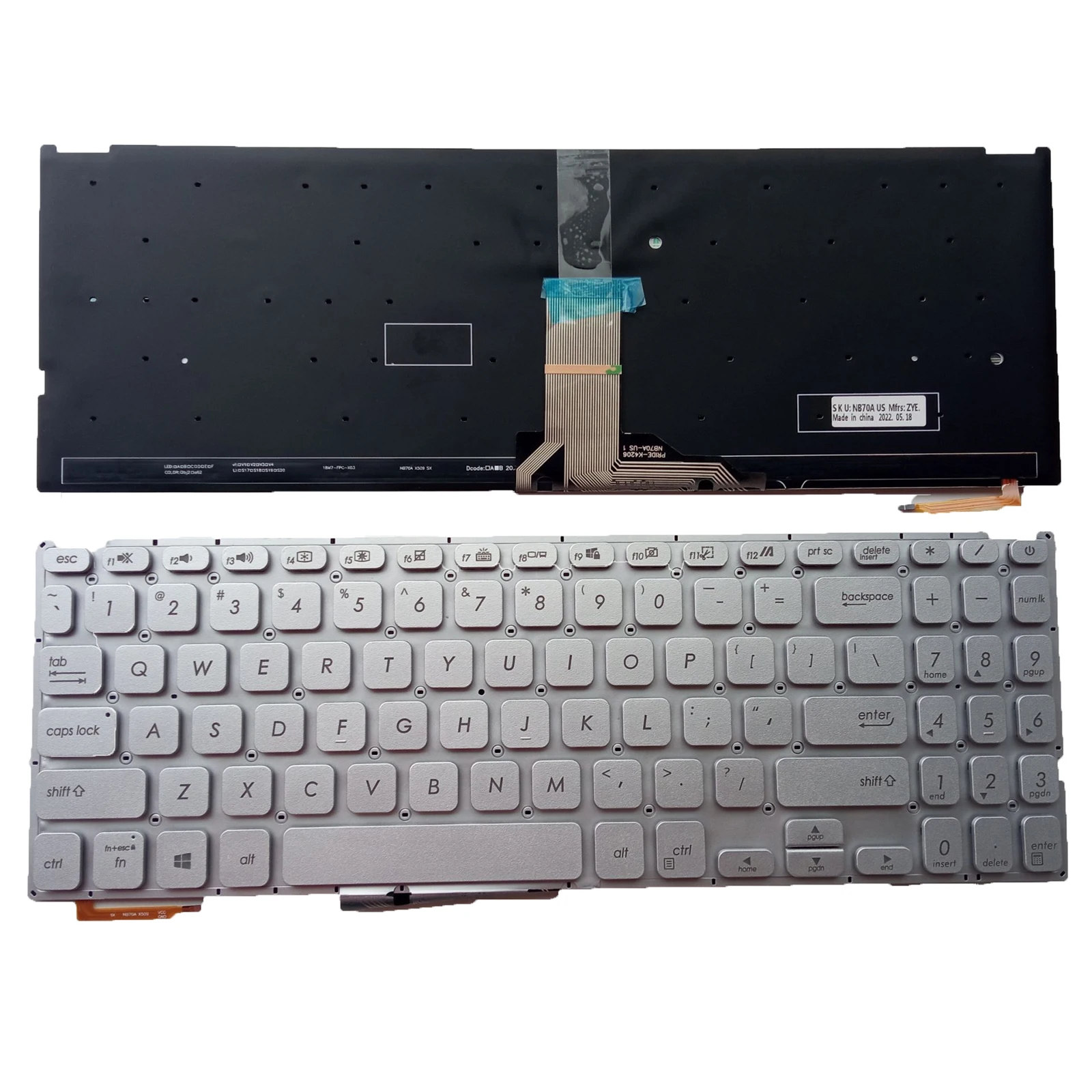 

Sliver US Backlit Keyboard For ASUS X509 X509F X509FA X509UA X509DA X509BA X509JA X509JB