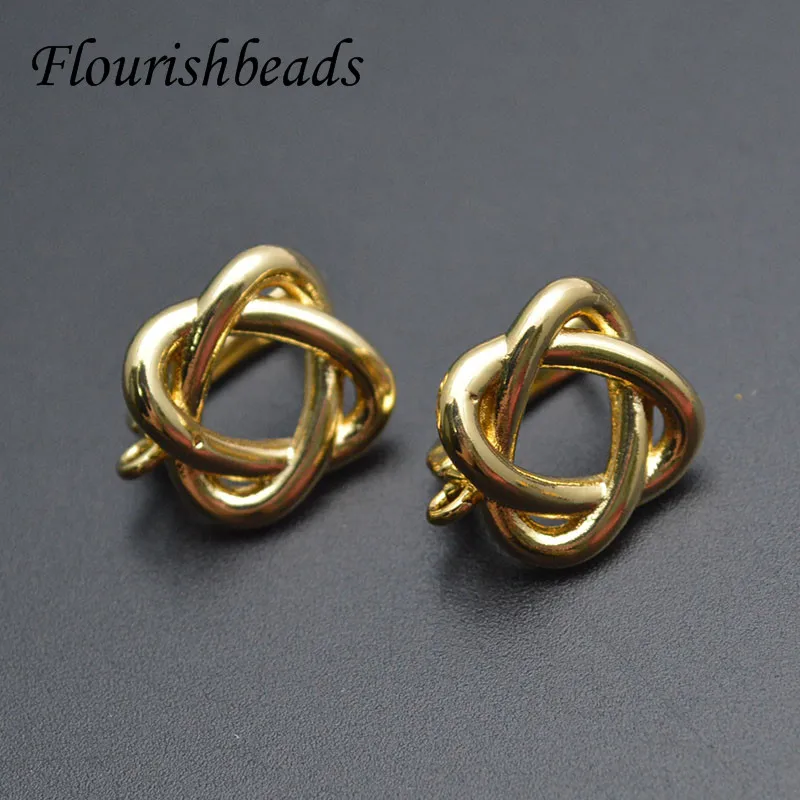 

30pc Smooth 18K Gold Rhodium Silver color Metal Brass Knot Flower Shape Earring Hooks Leverback Clasps