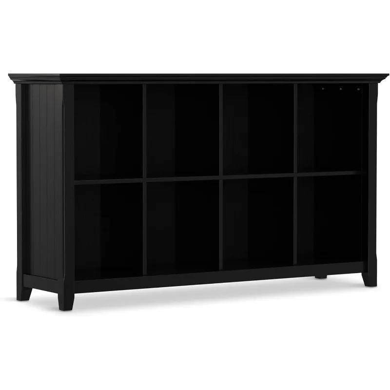 

Acadian Console Table - 57 Inch Wide Solid Wood 8-Cube Storage Sofa Table in Black, Transitional Storage Unit for Liv