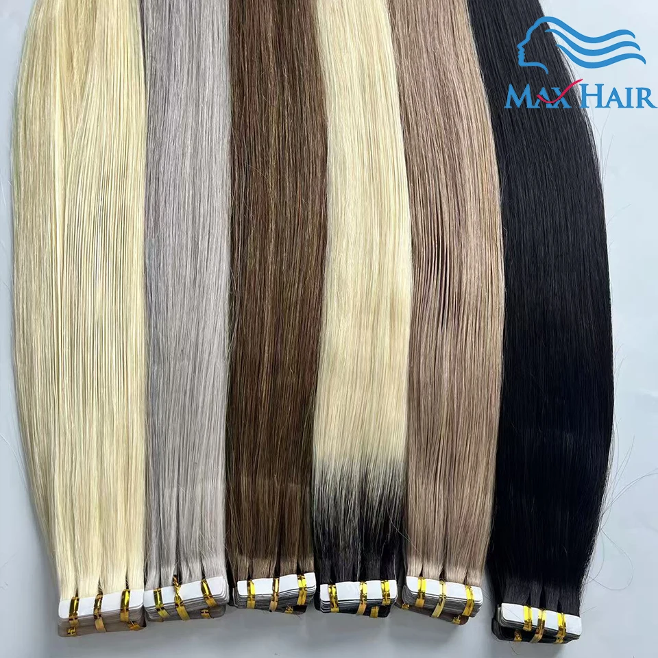 الشعر البشري 16A كامل الشعر نهاية الشريط في ملحقات الشعر المستقيم 40 قطعة/الحزمة الأوروبي ريمي مستقيم لاصق في وصلات الشعر