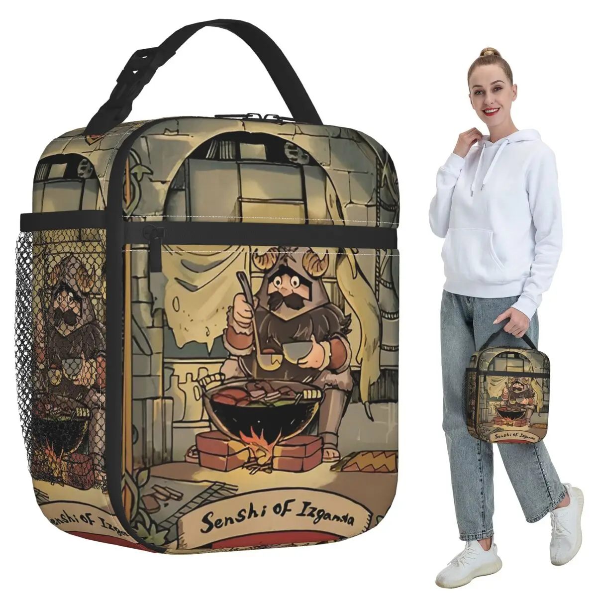 Dungeon Meshi Delicious In Dungeon Senshi Insulated Lunch Bag for Women Office Cooler Thermal Food Box Tote Portable Lunch