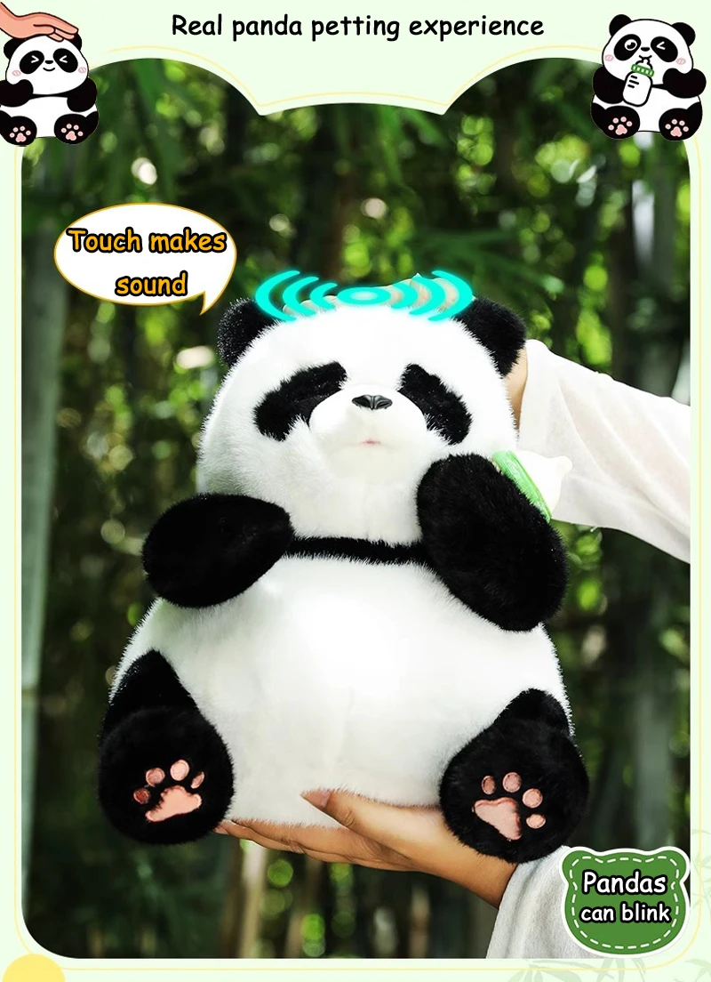 Simulation Plush Toys Lifelike Panda Hug Talking Interactive Toy Cute Electric Doll Breathing Stuffed Animals Imitate Fluffy Toy