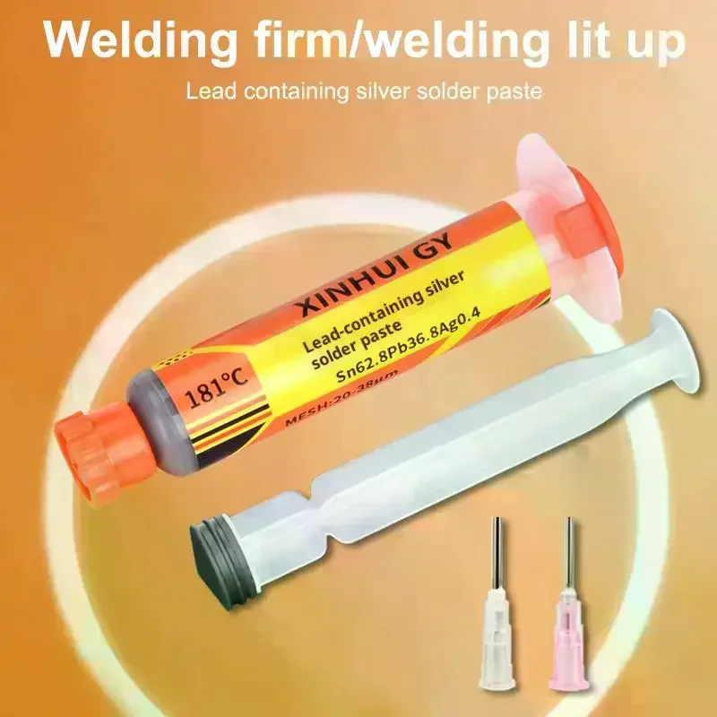 Pasta de solda com suporte de chumbo e prata de 181 graus para solda de seringa aplicada em chip SMT (tecnologia de montagem em superfície)