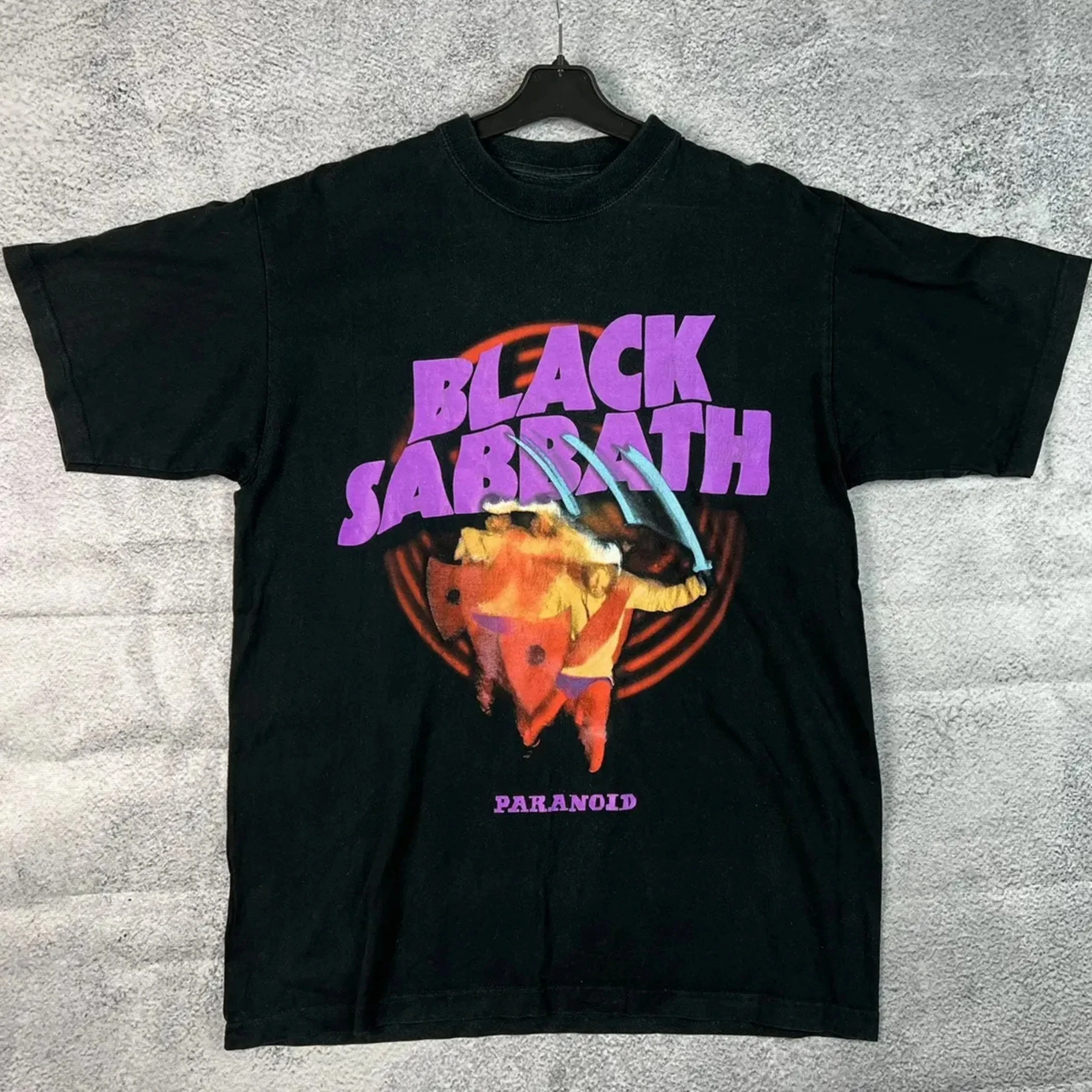 

2025 модная новая черная футболка Sabbath Paranoid Sports Trail, мужская футболка с круглым вырезом, футболка с короткими рукавами, одежда больших размеров
