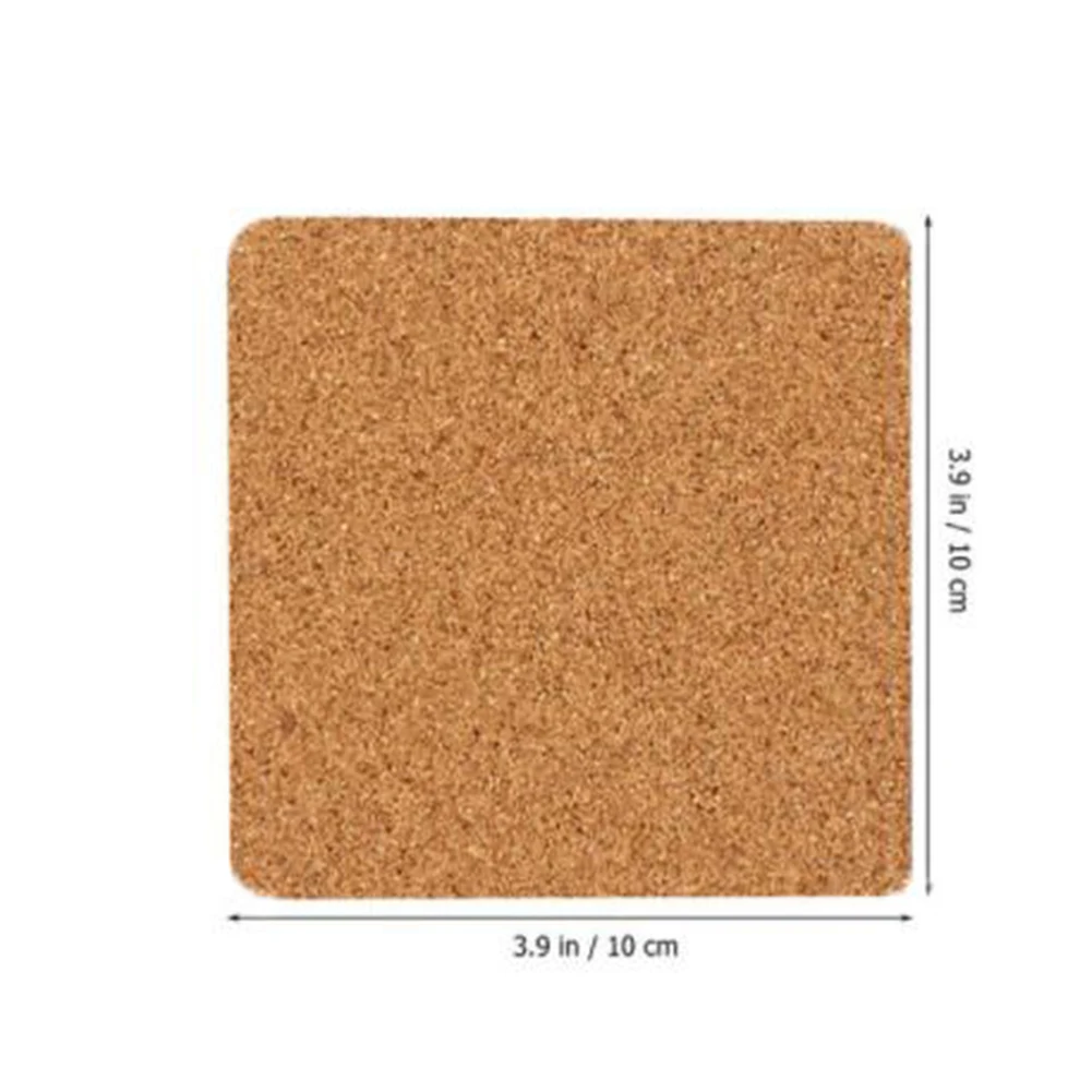 10Pcs Cork Coasters Square Cork Mat Self-adhesive DIY Backing Sheet Anti-slip Cork For Home Bar Accessories 100 X 100 X 1mm