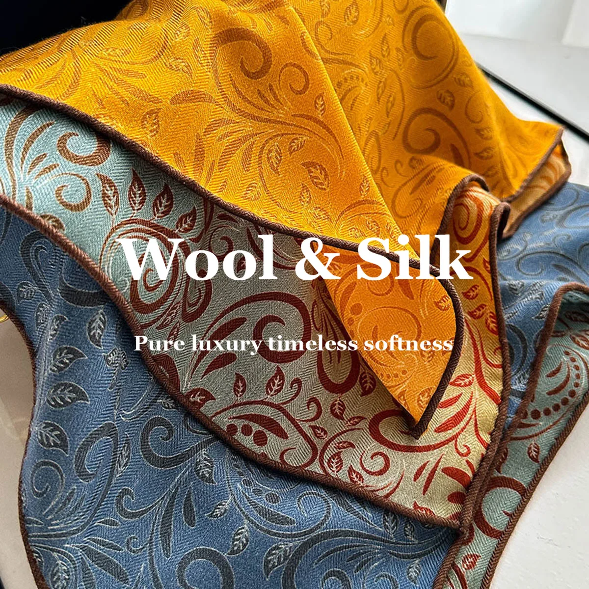 

82% Wool 18% Real Silk Scarf Neckerchief Headkerchief Luxury Hairband Foulard Bandana Square Shawl Wrap Tie Neck Hair Bag Hijab