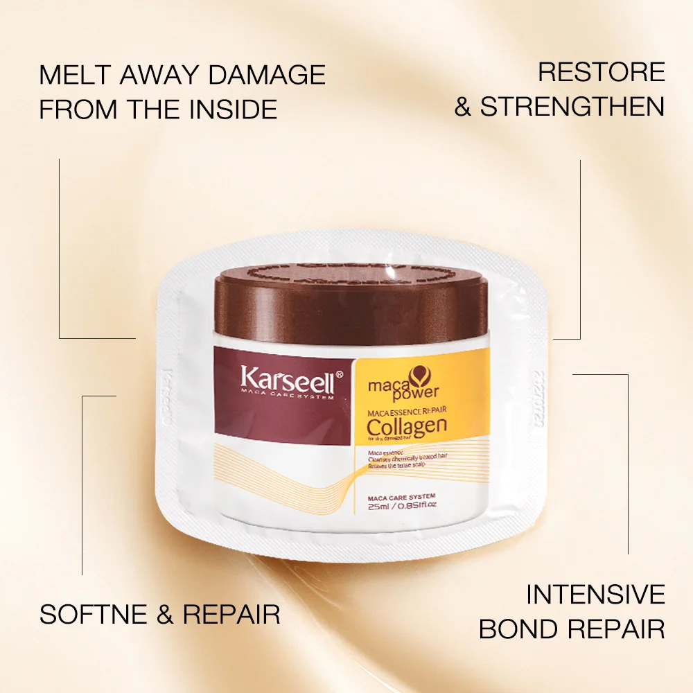 Karseell 24 packs/box Collagen Hair Treatment Deep Repair Conditioning Argan Oil Collagen Hair Mask Essence for Dry Damaged Hair - Image 5