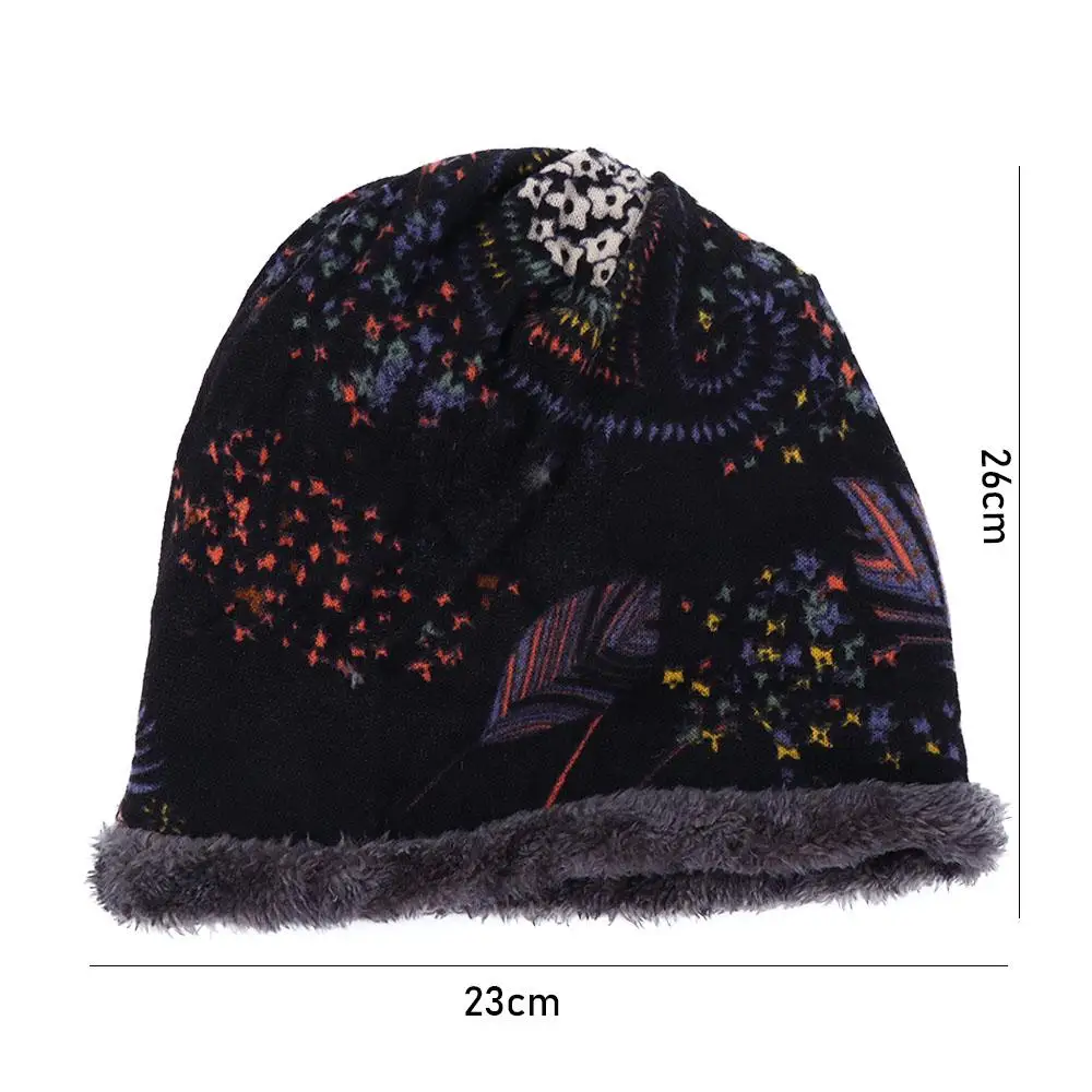 Winter Cap Autumn Print Flower Multifunctional Soft Neck Warm Velvet Bonnet Beanie Bib Hats Women Hat