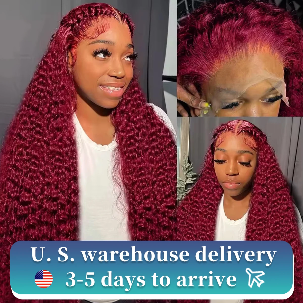 250 Density 30 40 Inch 99J Burgundy Deep Wave 13x4 Lace Front Human Hair Wig 13x6 Lace Frontal Red Curly Wigs Remy For Women