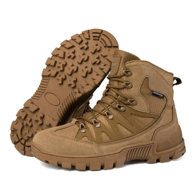 Large Size Tactical Boots Mountain Climbing Shoes Mid-Calf Hunting Boots Wear-Resistant Outdoor Shoes for Men Autumn Winter