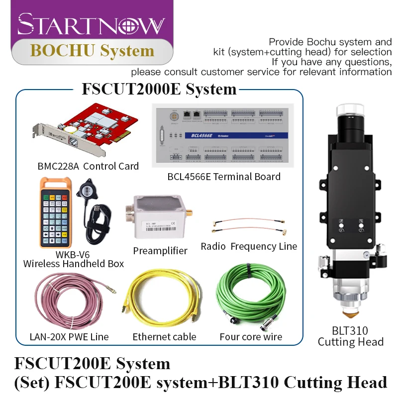 

Startnow BOCI FSCUT4000E Controller System 8KW Fiber Automatic Focus 150/200mm Intelligent Monitoring Laser Cutting Head BLT421S