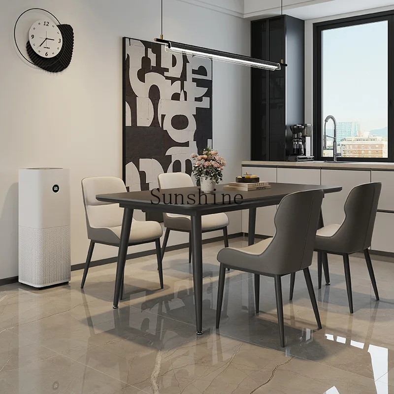 

Light luxury rock slab dining table and chairs household small apartment dining table