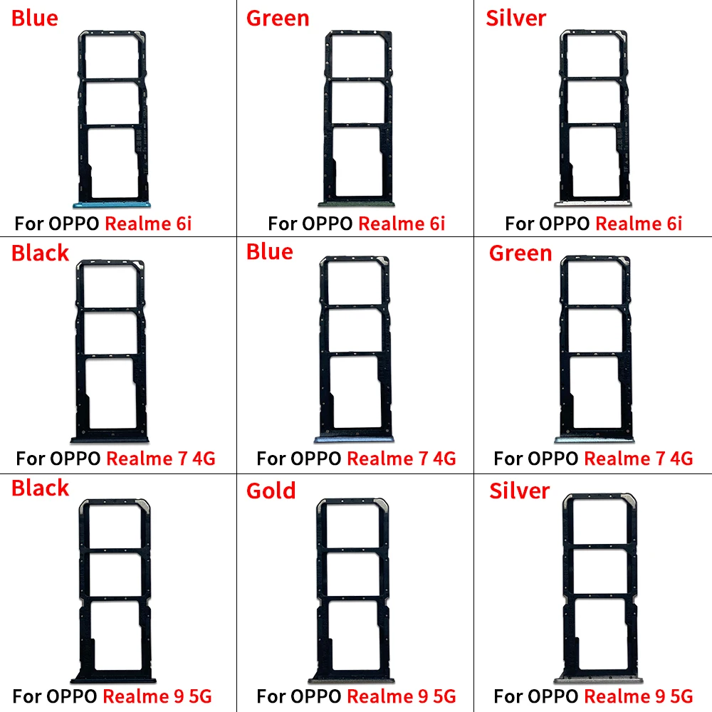 Dual SIM Card Tray For Oppo Realme 6i 7 4G 9 5G Sim Card Slot Tray Holder Card Reader Adapter Replacement