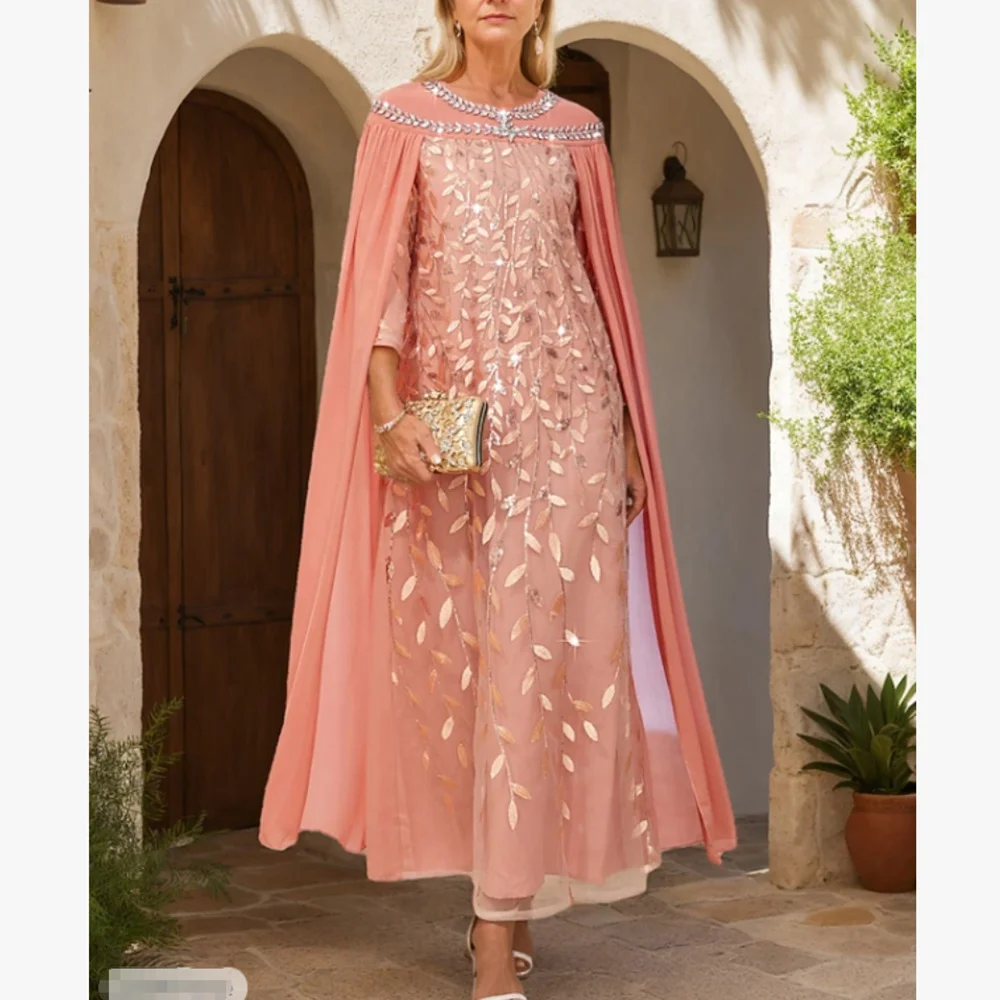 

Customized 2 Pieces Elegant Beads Mother of the Bride Dresses Ankle-Length A-Line Wedding Guest Party Groom Dress 2026
