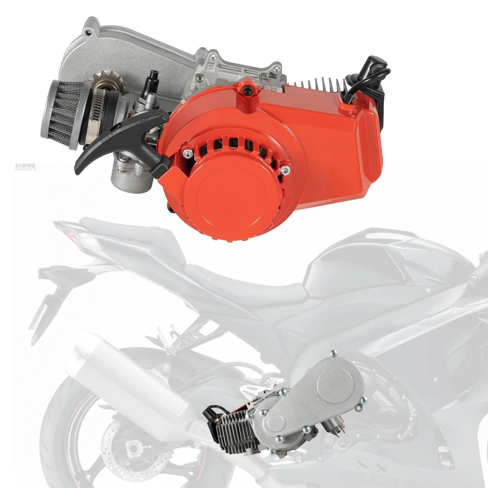

49CC 2 Stroke Engine Motor Single Cylinder Air-Cooled, Pull Start Gasoline Engine, for Pocket Bike Mini Dirt Bike ATV Scooter