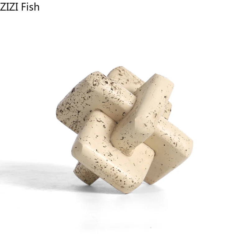 Creative Stone Pattern Ring Buckle Sculpture Desk Decoration Resin Crafts Shackle Ornaments Room Aesthetics Decor Modern JJ2162