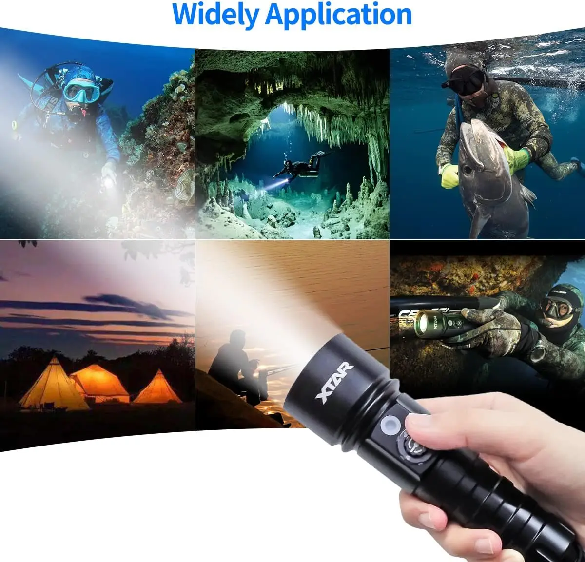 XTAR D26 High Power  LED Diving Flashlight IP68 Highest Waterproof Rating  power by 18650 Battery With Hand Rope