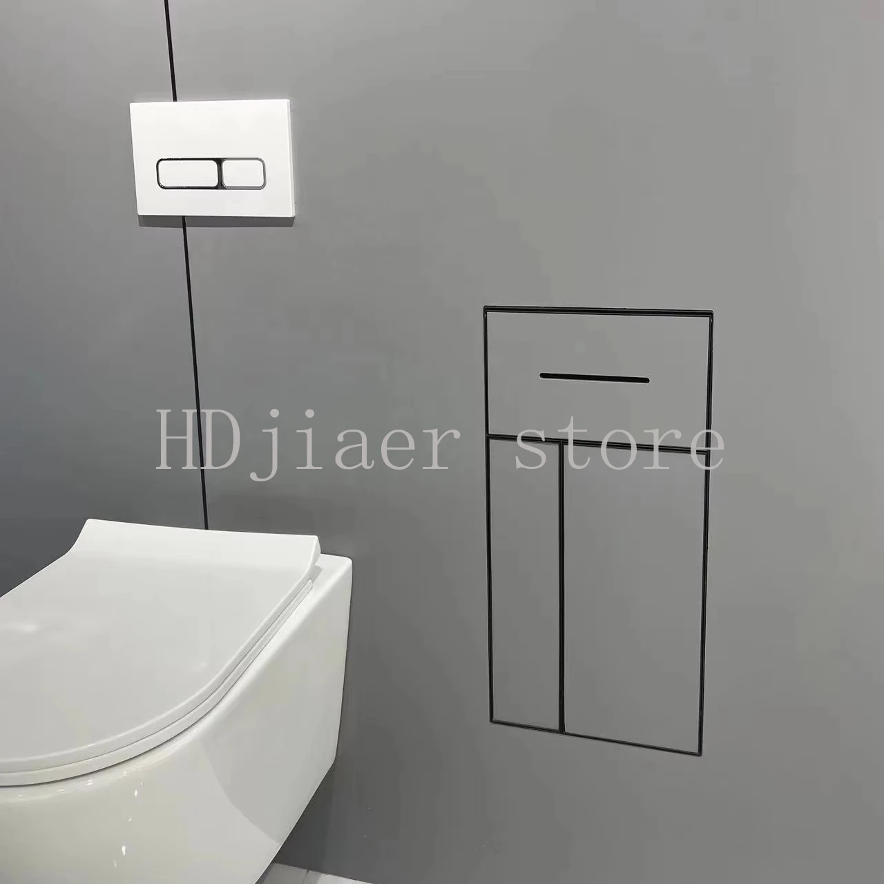 

304 Stainless Steel Multi-functional Toilet Brush Holder, Frameless Niche Tile Insert Model with Trash Can