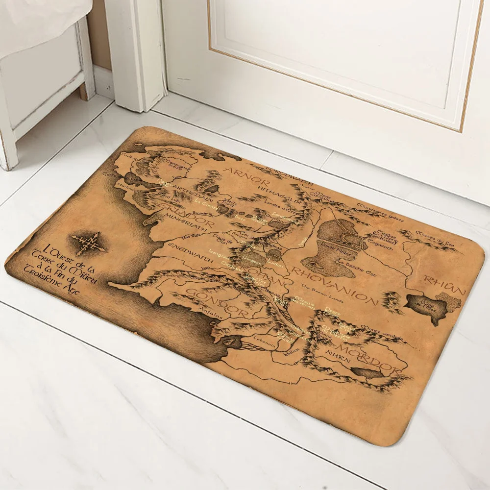 The Lord of the Rings Map Foot Mat Carpet for Bedroom Mats Floor Bath Mat Washable Non-slip Kitchen Rug Cute Room Decor Balcony