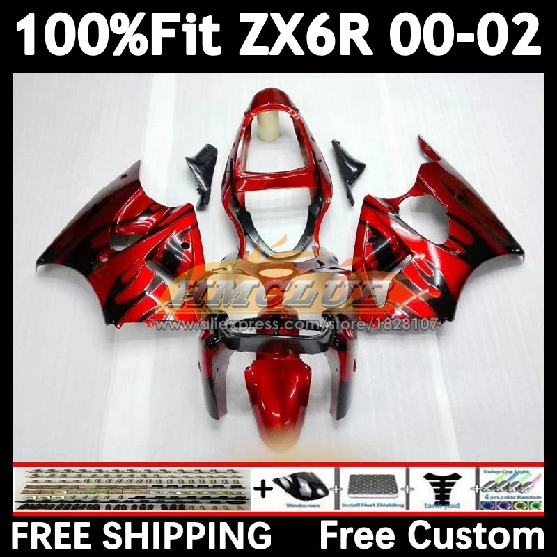 Injection Body For KAWASAKI NINJA ZX-636 orange flames ZX 6R 636 2000 2001 2002 153No.6 ZX-6R ZX600 ZX636 ZX6R 00 01 02 Fairing