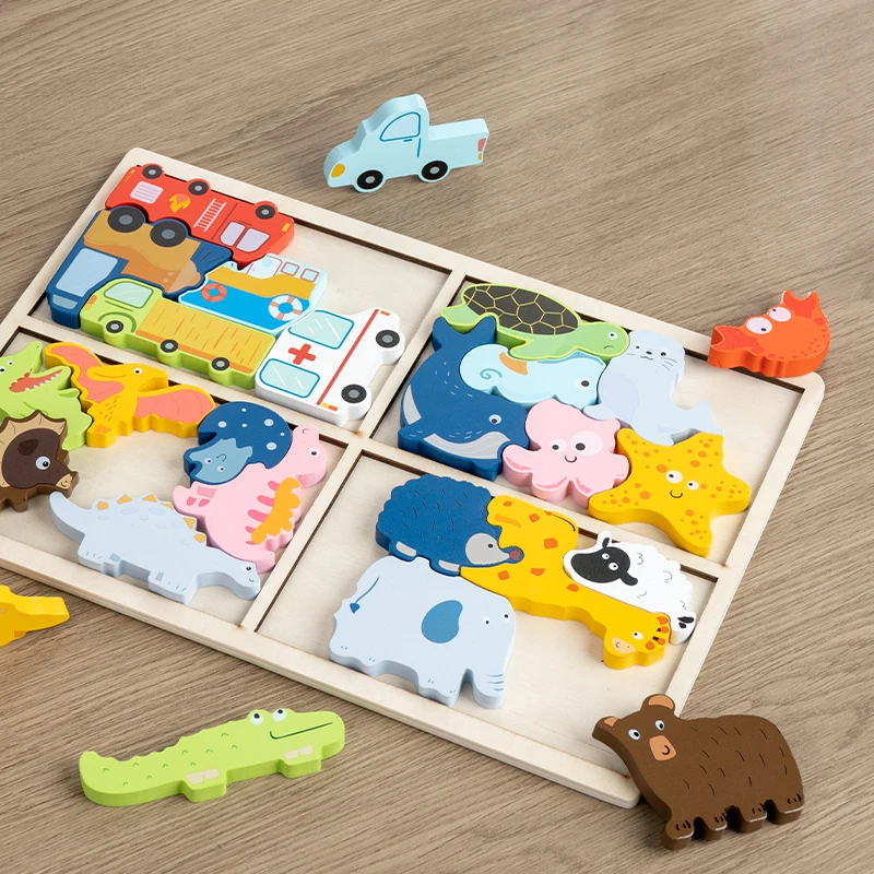 لغز الصور المقطوعة لحركة المرور الخشبية ثلاثية الأبعاد للأطفال والرضع مع أقل من 50 قطعة - لعبة التنمية المعرفية التعليمية هدية #3
