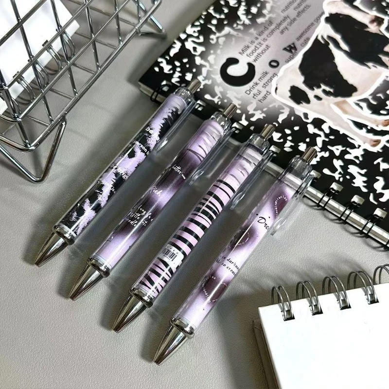 Popular Purple Color 0.5mm Black Push Test Gel Pen School Supplies Aesthetic Stationery Kawaii Creative Student Holiday Gifts