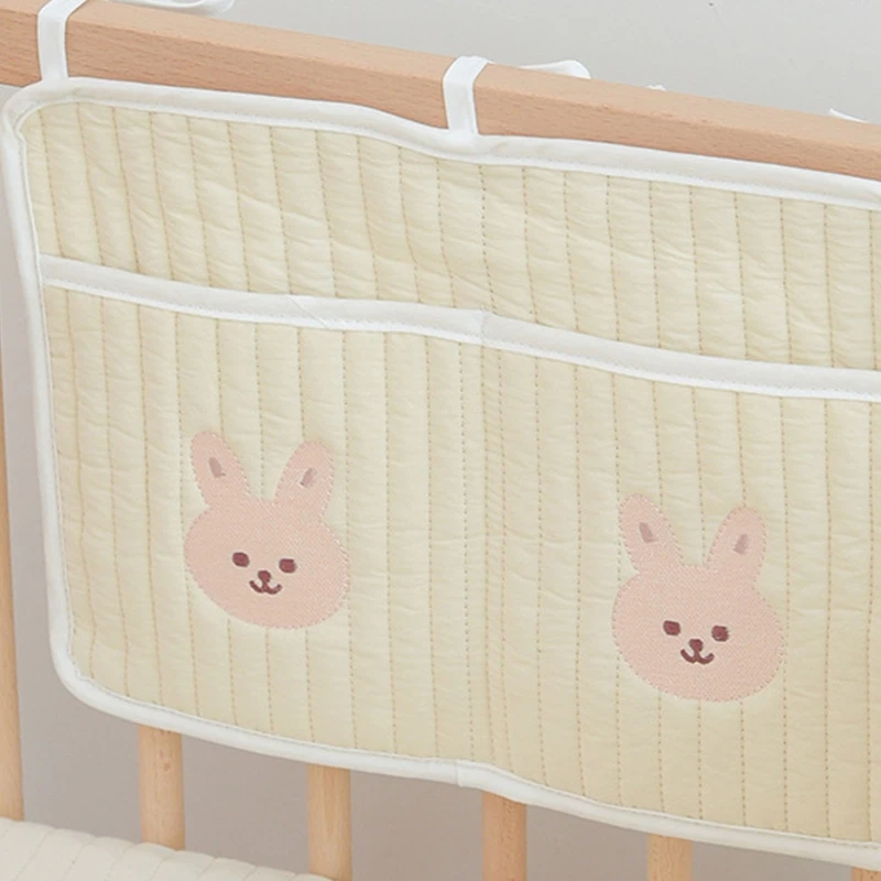 Baby Bed Hanging Storage Bags Cotton Newborn Crib Organizer Toy Diaper Pocket for Crib Bedding Set Accessories Rabbit bear Bags