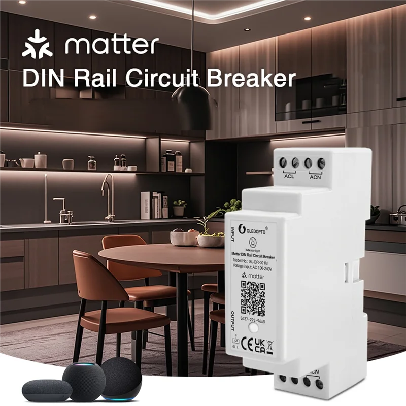 A003 GLEDOPTO Matter Wifi Interruttore automatico su guida Din 16A Max On OFF Wifi APP Controllo vocale per uso domestico elettrico