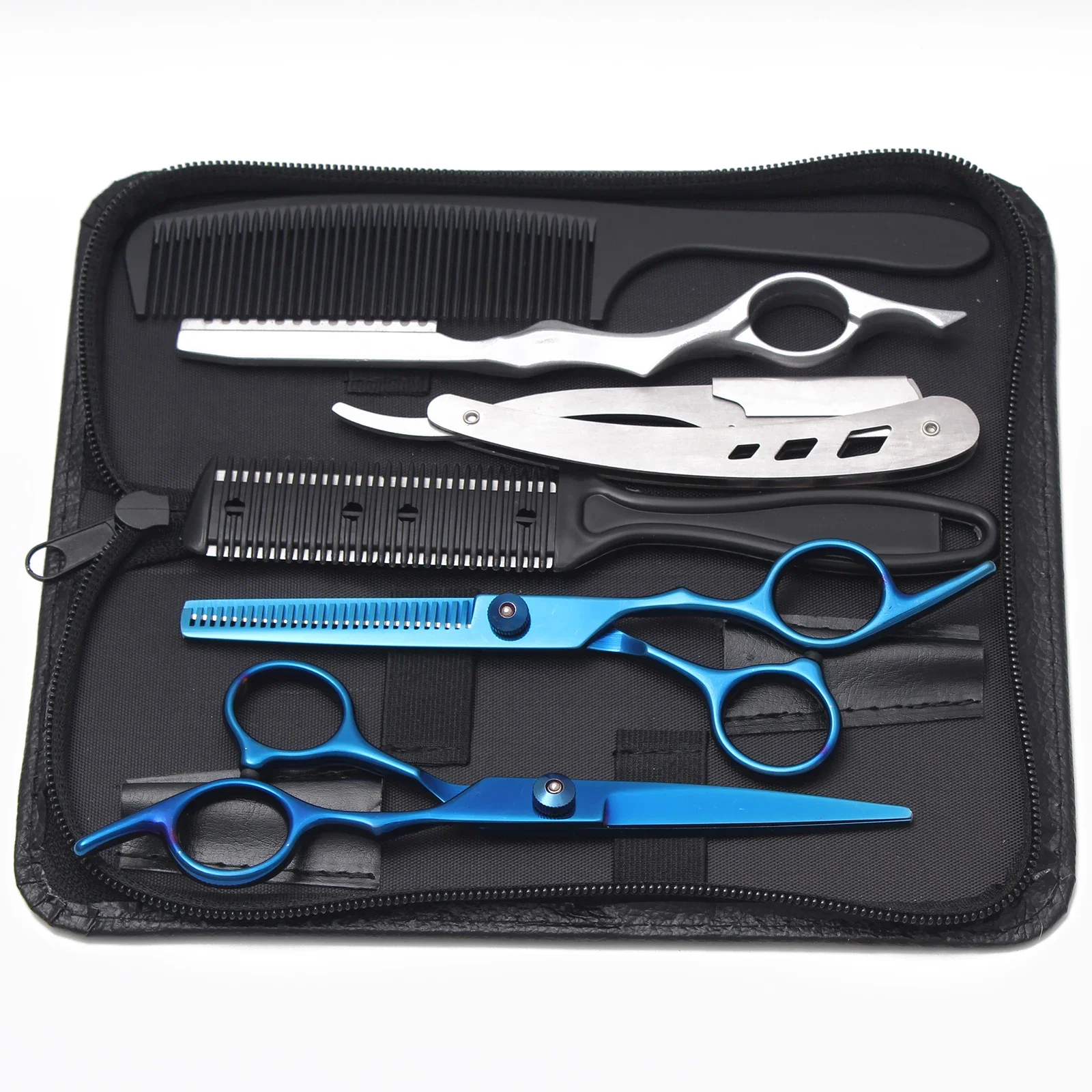 

Hairdressing Scissors Blue Japan Stainless Hair Scissors Salon Cutting Scissors Barber Shop Thinning Shears Comb Razor C1001