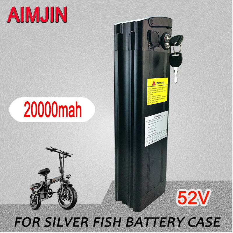 

Ebike Battery 52V 20Ah Lithium ion Battery Pack for Silver Fish Style Electric Bike Battery with Aluminum Case Anti-theft Lock