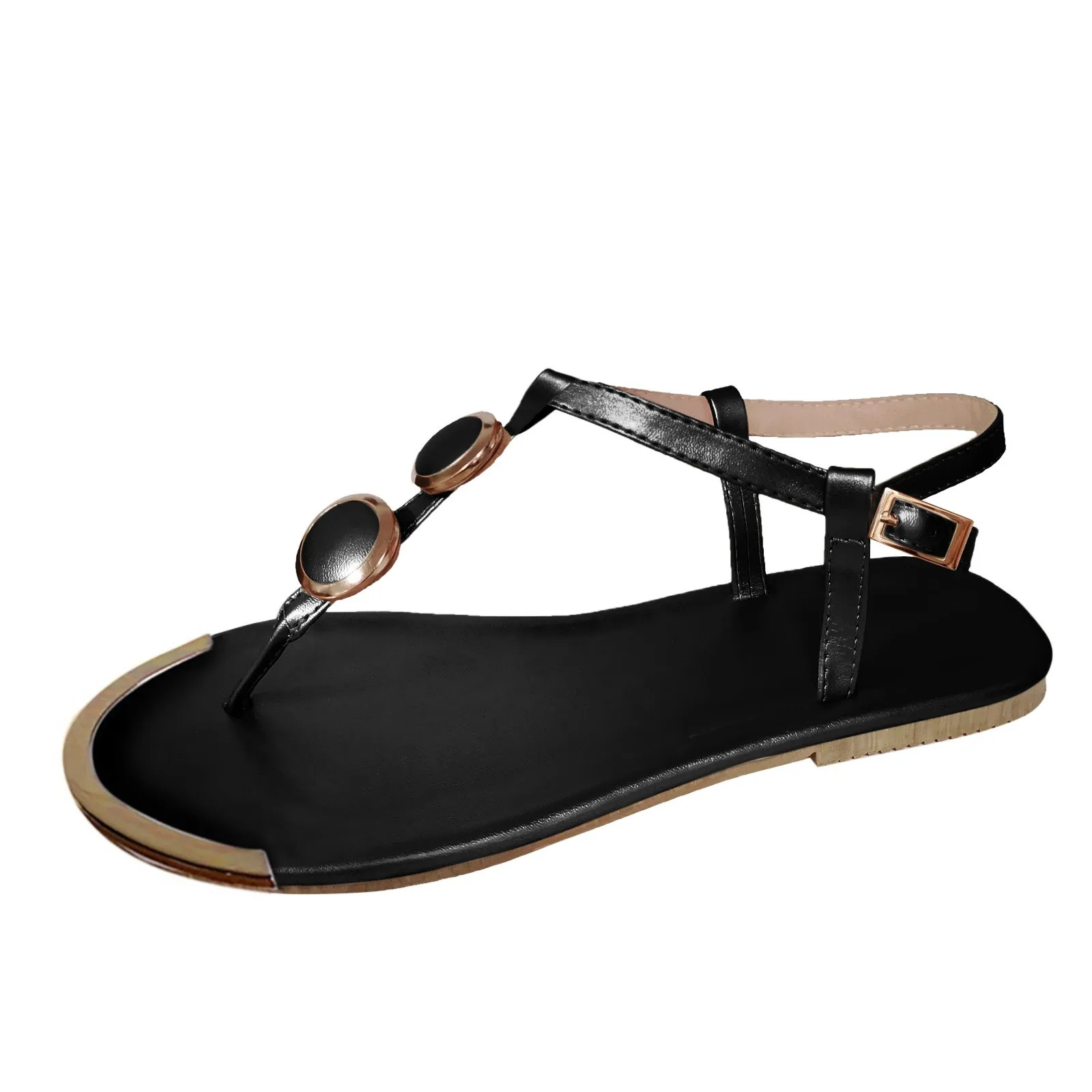 Gorąca wyprzedaż Złote sandały dla kobiet Otwarte palce Metalowa klamra Decro Clip Toe Shoes Casual Roman Flip Flops Summer Ladies Beach Sandals