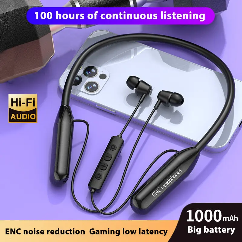 A20 Wireless Bluetooth Headphones Neckband HiFi Sport Earphone IPX5 Waterproof and Sweatproof in-ear Bass Earbuds 9D Stereo