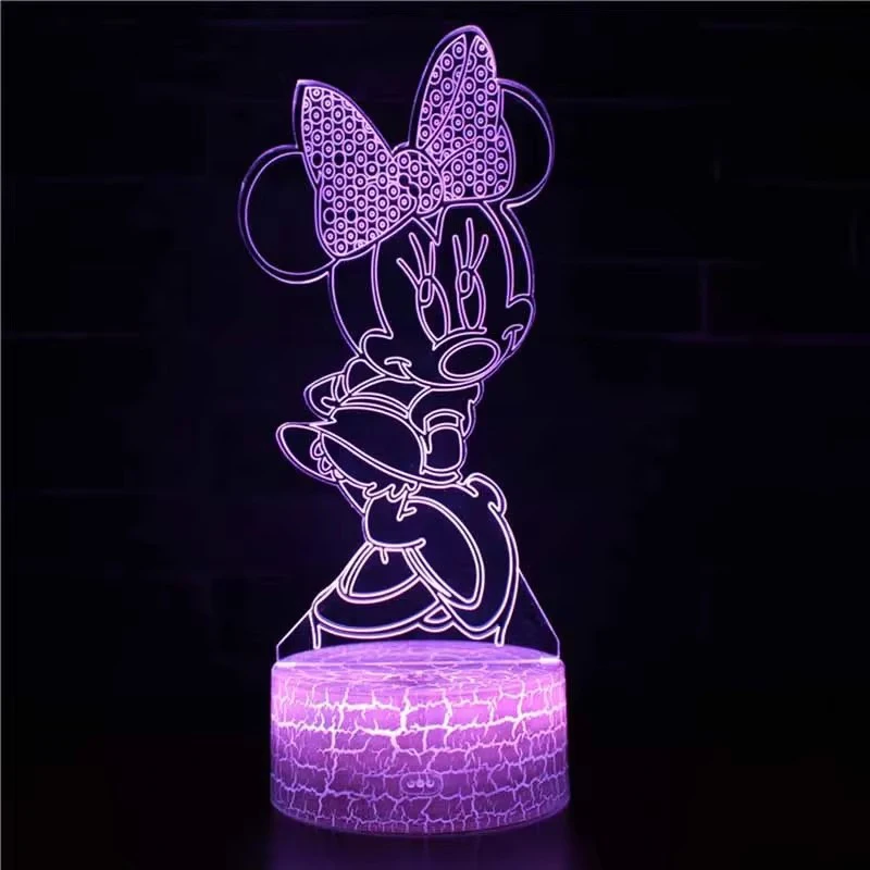 Disney Mickey Minnie LED Lamp Cartoon Figures Miniso Night Light Table Lamps USB Sleep Neon Lights Home Decor Kids Birthday Gift