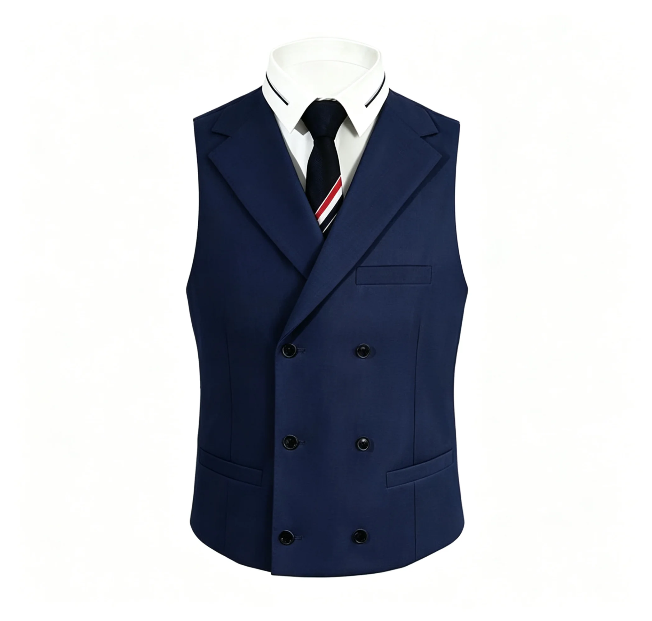 Herren Doppelreihige Anzugweste Formelle Weste Business Casual Gilet für Hochzeit Party Grau/Marineblau/Schwarz – Detail 6