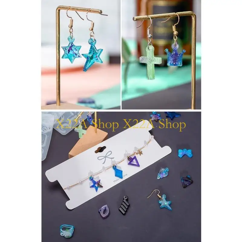 Unique Resin Earring Moulds Boho Flower Moon for Key Star Silicone Moulds Jewelry