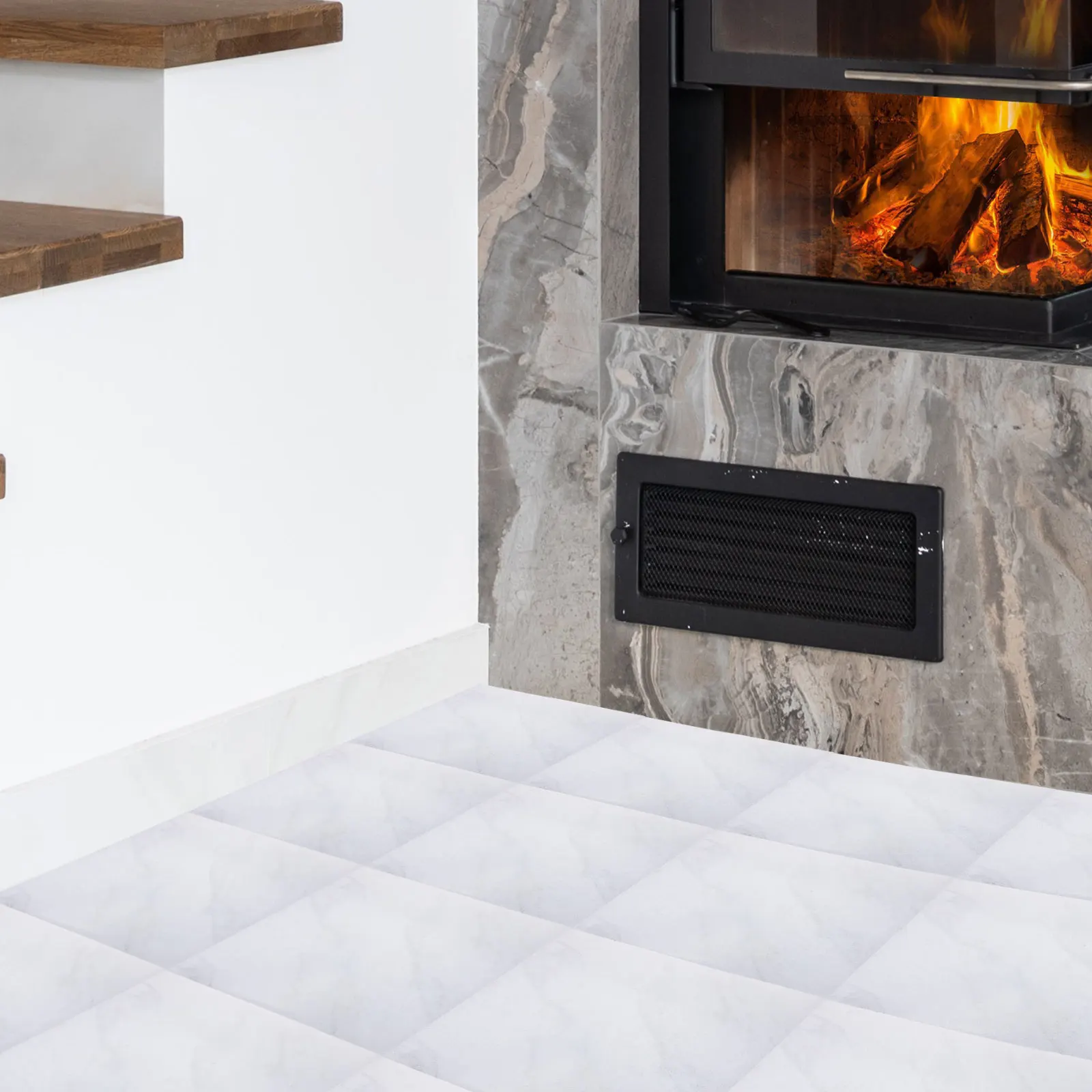 

4Pcs Marble Floor Tile Stickers Self Adhesive Waterproof Non Slip Decorative Flooring Decals Home Kitchen Bathroom Ground Tile