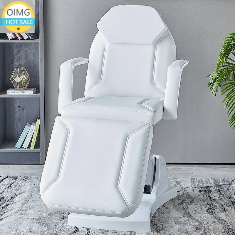 Ivory White PU Leather 3-Motor Electric Beauty Tattoo Massage Bed Electric Multi-Functional Standing Multifunctional