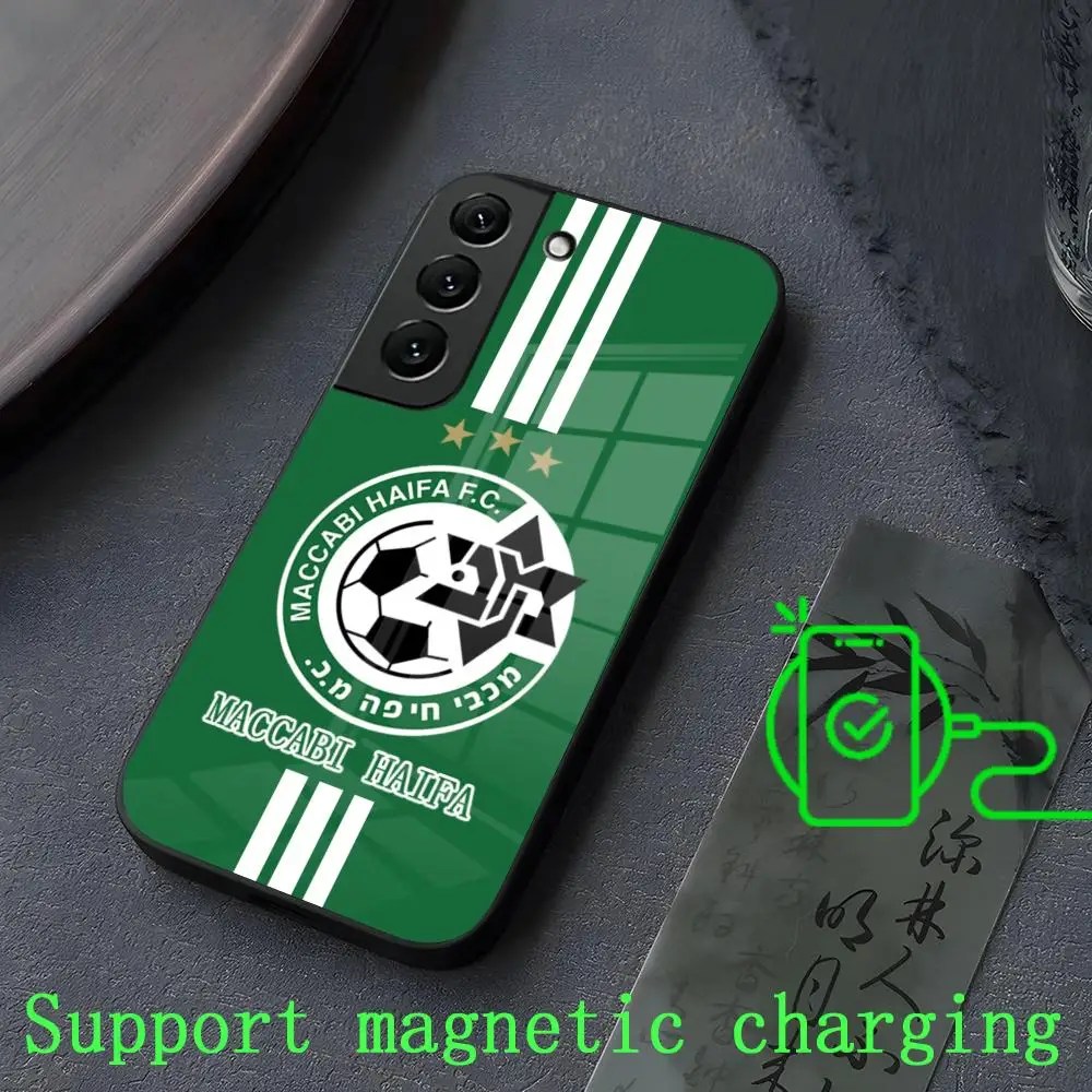 H-HaifaS Flag M-MaccabiES Phone Case Strong Magnetism Glass For Samsung S24 S23 S22 S21 S20 Plus Ultra FE Note20Ultra Cover