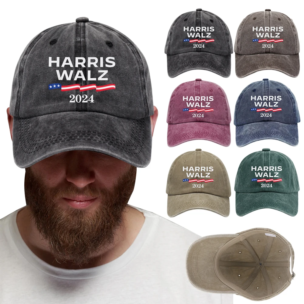 Harris Walz Baseball Cap Washed Cotton Distressed Cap Breathable Retro Dad Hats Adjustable Fashion Trucker Hat for Men Women