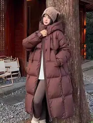 แฟชั่นผู้หญิงยาวฤดูหนาวลงเสื้อแจ็คเก็ตหลวม Hooded Coats Thicken เป็ดสีขาวลงเสื้อแจ็คเก็ต High-end Parkas Light Outwear