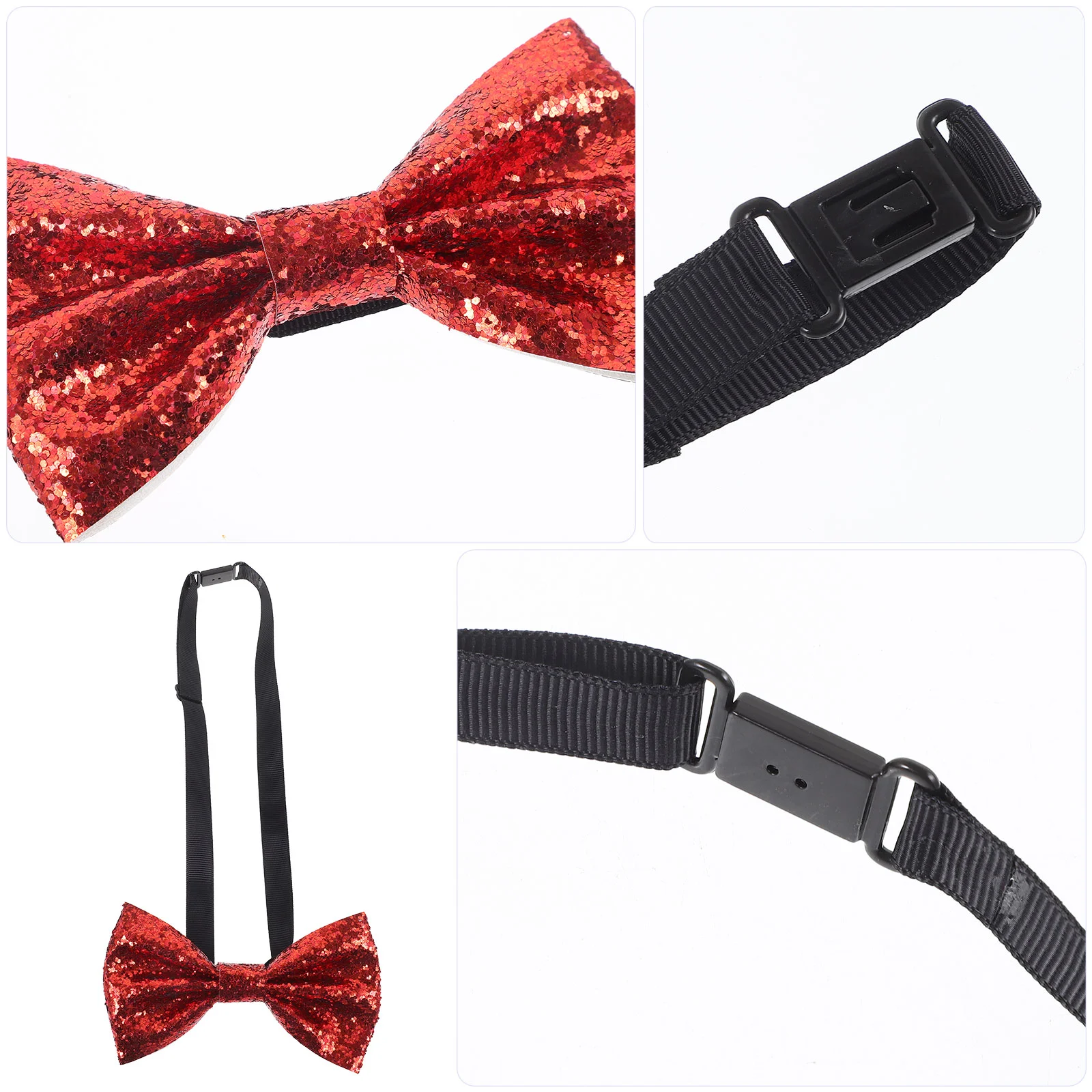 Bow Tie Performance Banquet Children's Single Adult British Glitter Pu Color Adjustable (red) Sequin