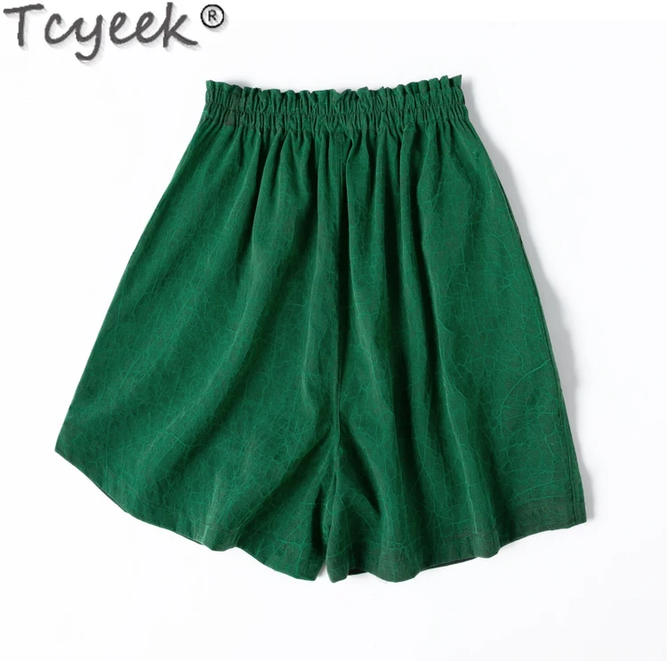 Tcyeek 100% Mulberry Silk Shorts for Women Clothing Summer Womens Shorts Casual Women's Shorts Loose Fit Pantalones Cortos 2024