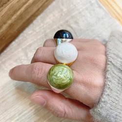 Vintage Colorful Enamel Drip Glaze Geometric Round Open Rings for Women European and American Personality Party Jewelry Gifts