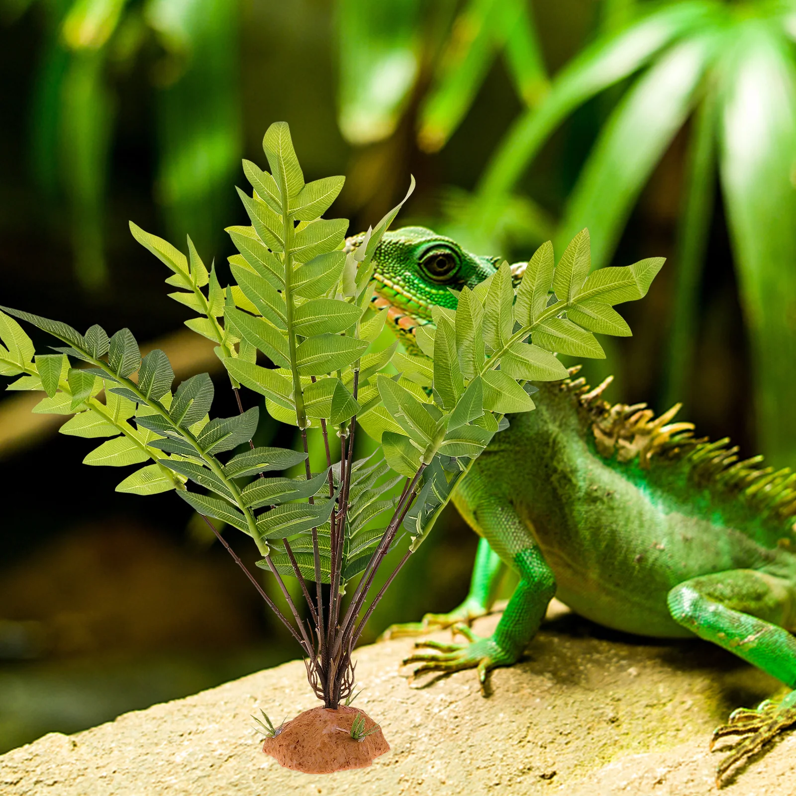 

Lifelike Hideout Decoration Simulated Leaves Amphibians Terrarium Fake Plant Aquarium Tank Ornament Sturdy Artificial Plant