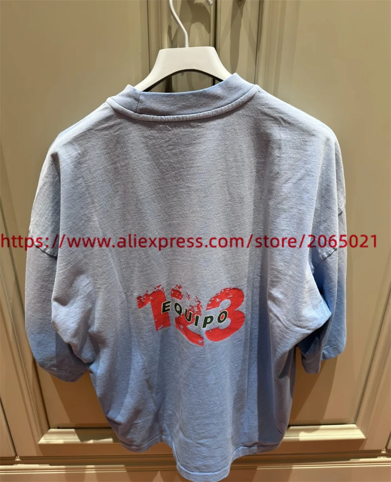 ربطة عنق للرجال والنساء ، تي شيرت أزرق مصبوغ ، شارع مرتفع في الولايات المتحدة ، طباعة حروف جرافيتي ، تي شيرت مغسول ، خمر ، قمم rr123