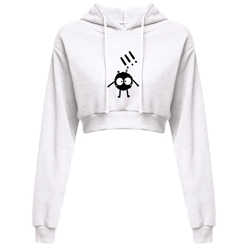 Women Funny Cartoon Kawaii Hooded Top Spring Autumn Slim Fit American Hoodie High Street 2024 Fashion Y2K Cropped Tops