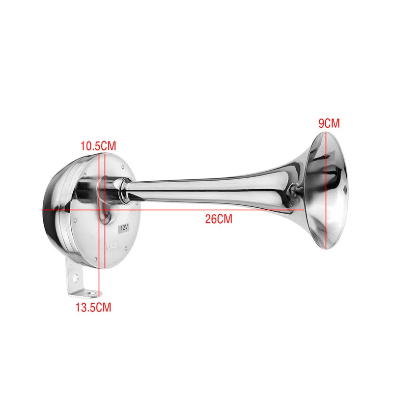 12V 126DB Car Universal Super Loud Air Horn Chrome Tracheal With Bracket For Car Truck Boat Motorcycle