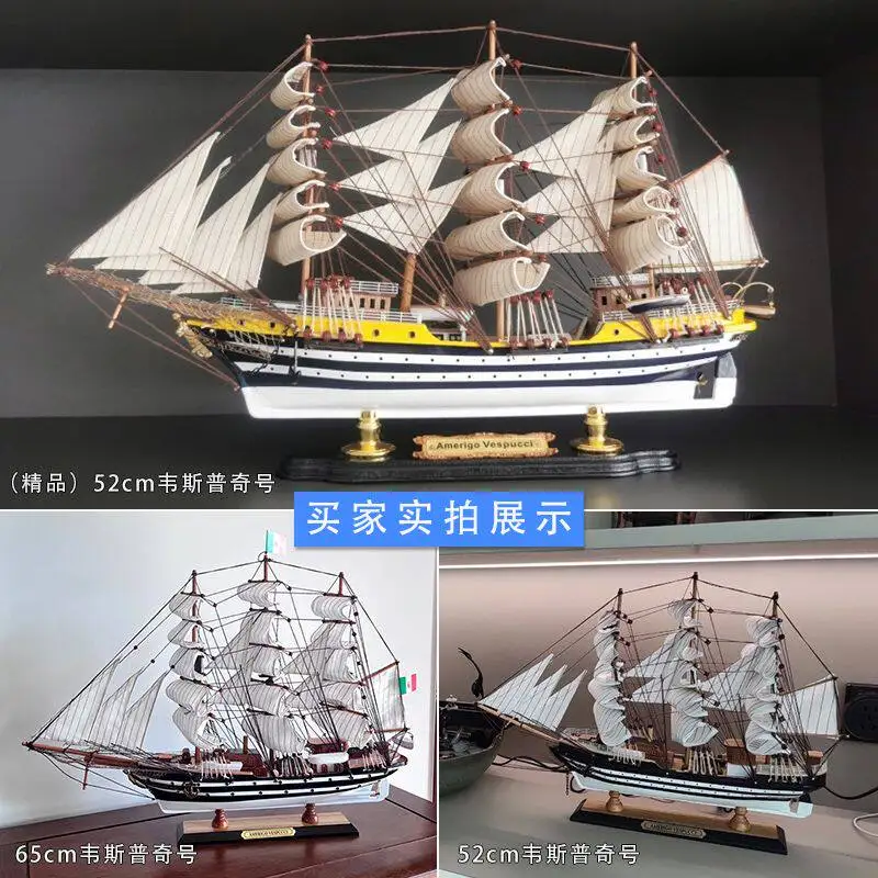 Smooth sailing ornament sailboat model oversized wooden manual simulation exactly the same ancient boat model gift box