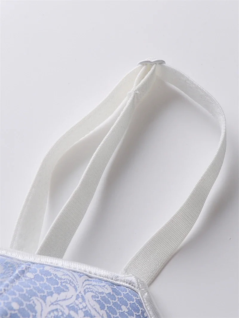 Camiseta sin mangas con corsé azul bebé para mujer, camisola con tirantes finos a la moda, corpiño Sexy, lencería gótica con cordones, ropa de calle